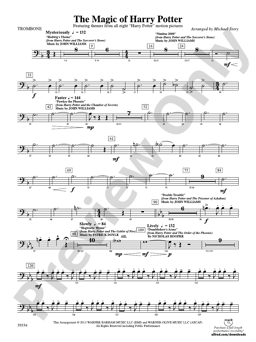 The Magic of Harry Potter 1st Trombone 1st Trombone Part Digital