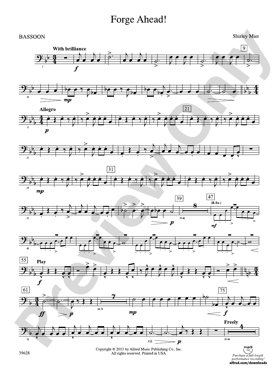 Forge Ahead Bassoon Bassoon Part Digital Sheet Music Download 9741