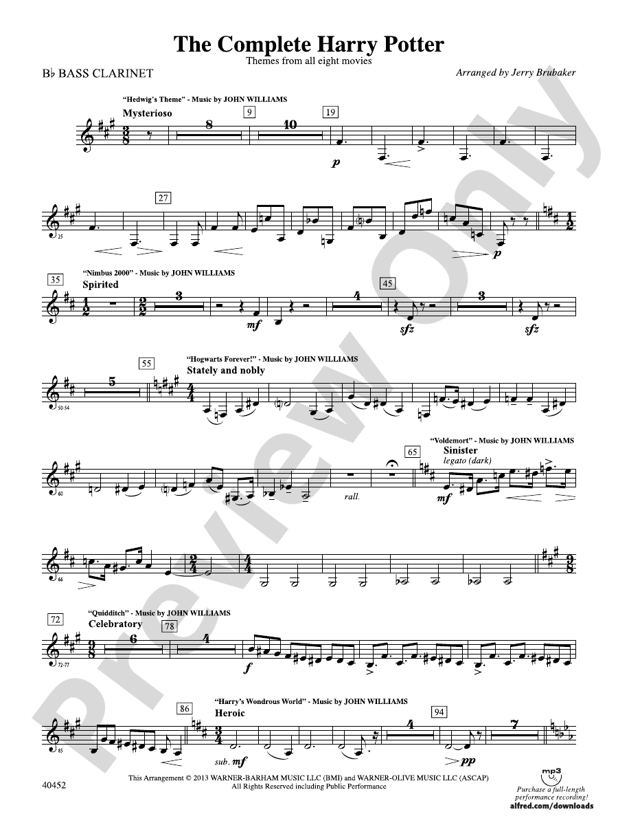 The Complete Harry Potter Bflat Bass Bflat Bass