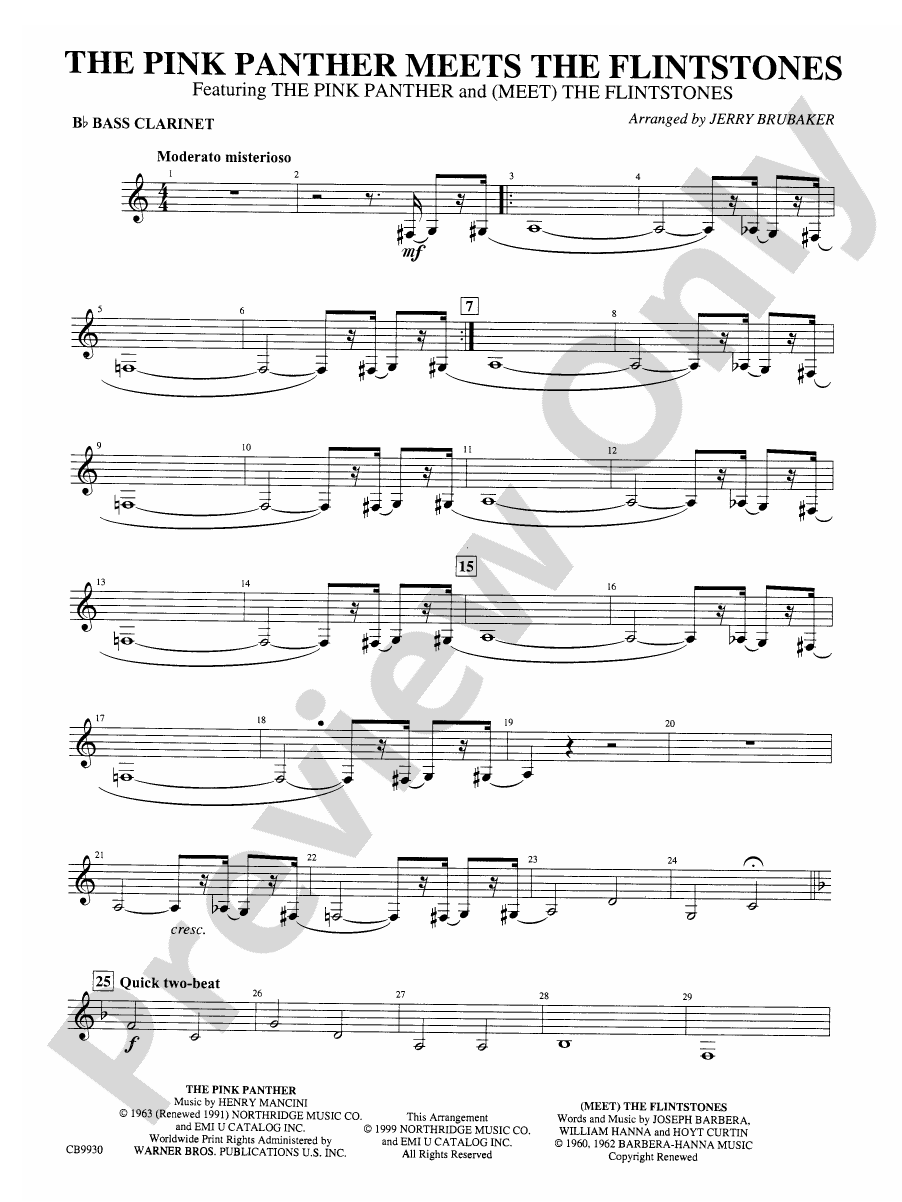 The Pink Panther Meets the Flintstones Bflat Bass Bflat