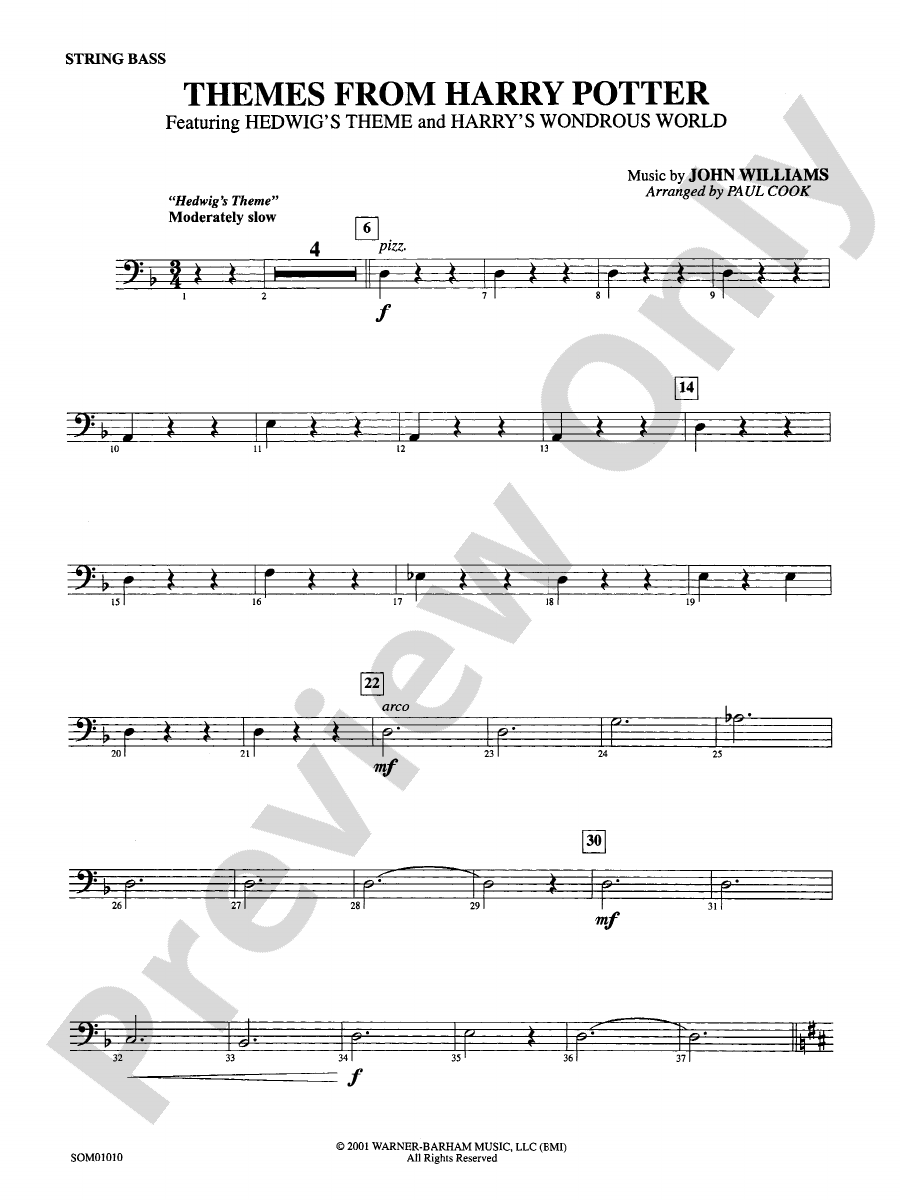 Harry Potter, Themes from: String Bass: String Bass Part - Digital ...