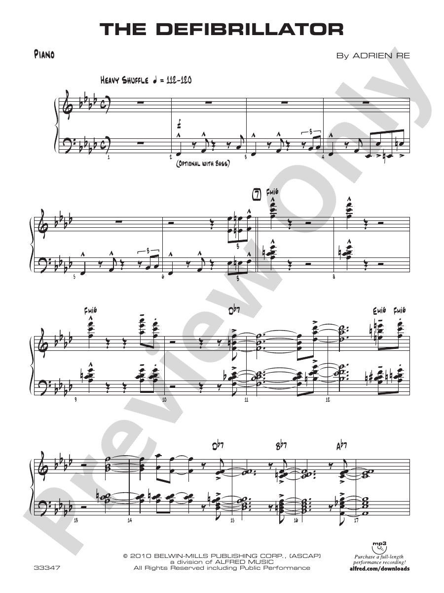 The Defibrillator Piano Piano Part Digital Sheet Music Download