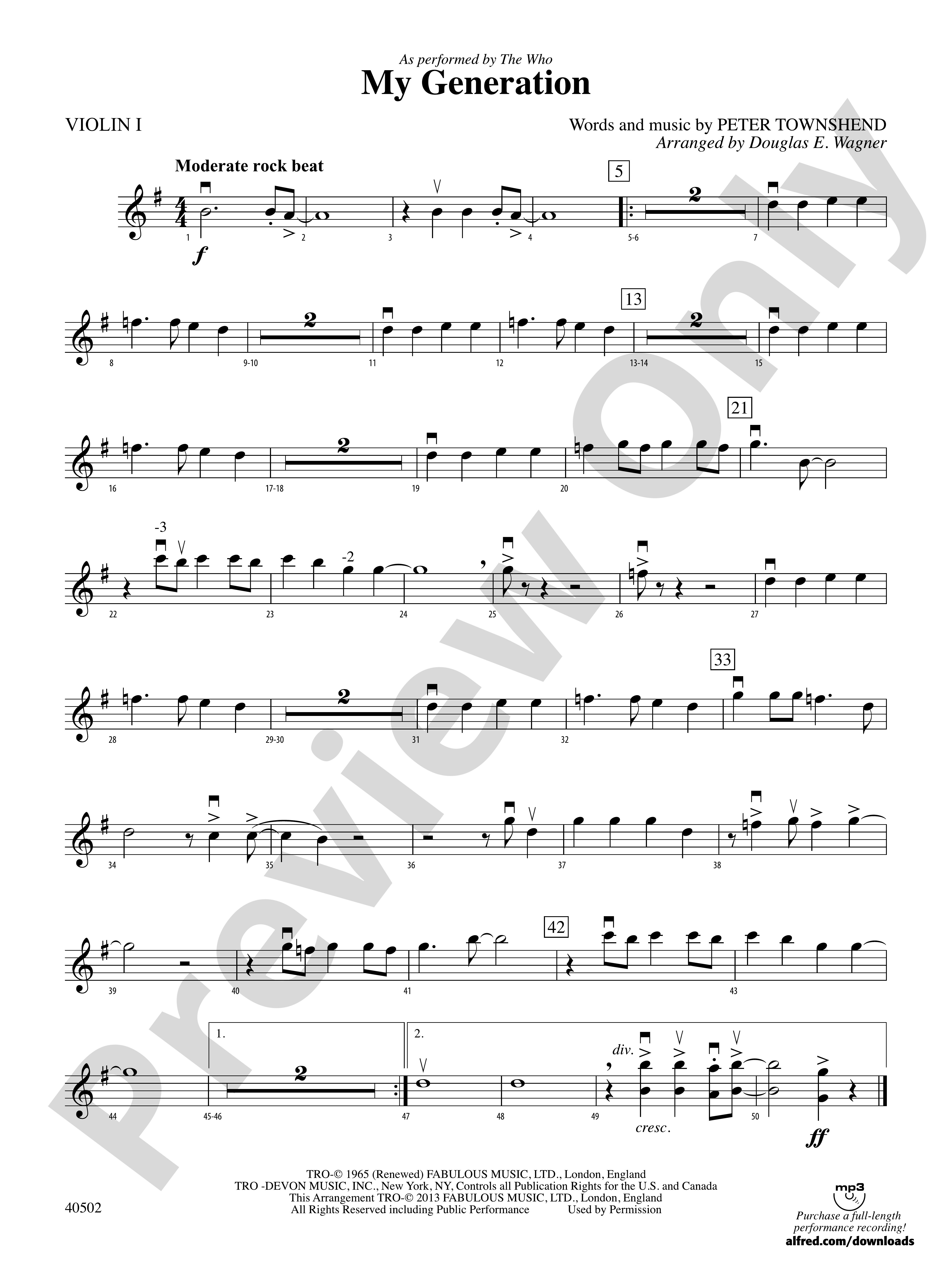 My Generation 1st Violin 1st Violin Part Digital Sheet Music Download 