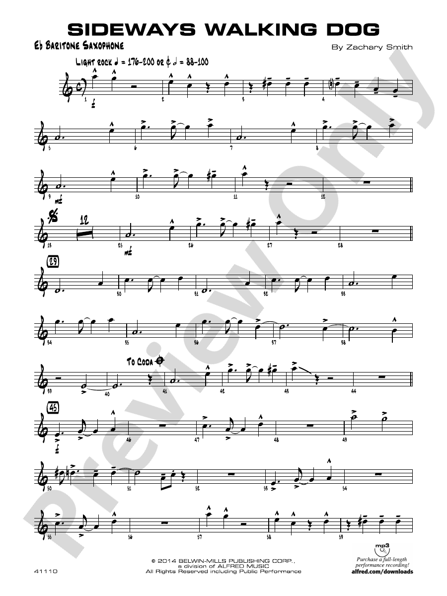 Sideways Walking Dog Eflat Baritone Saxophone Eflat Baritone