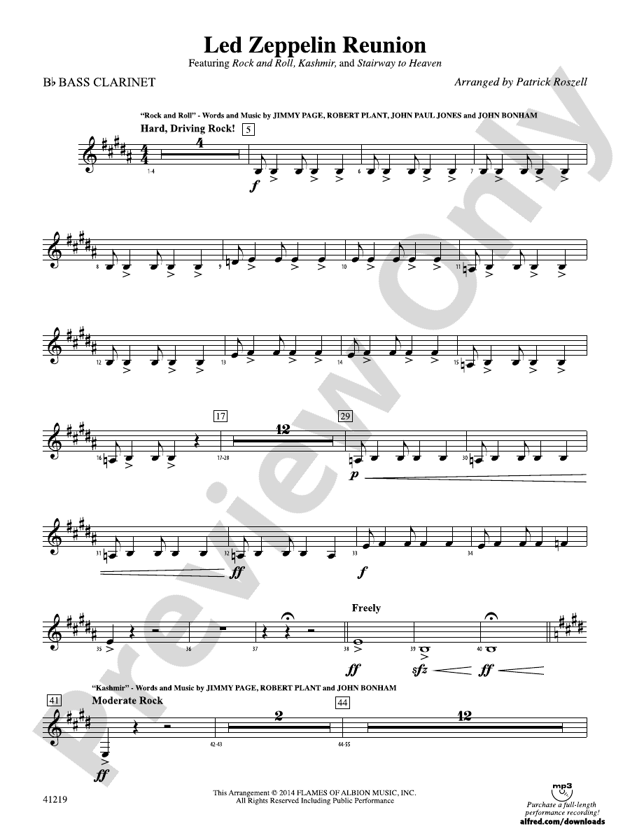 Led Zeppelin Reunion Bflat Bass Bflat Bass Part Digital Sheet Music Download