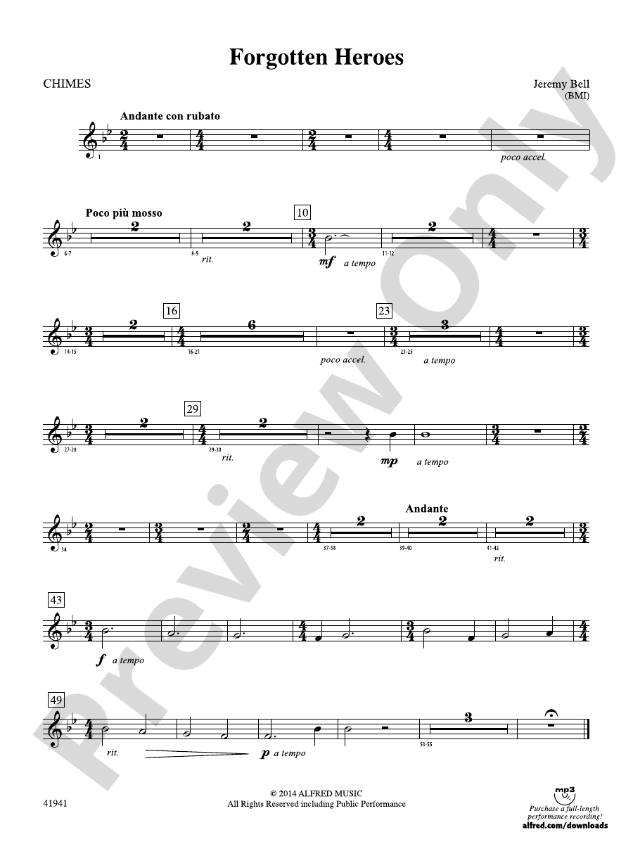 Heroes Chimes Chimes Part Digital Sheet Music Download