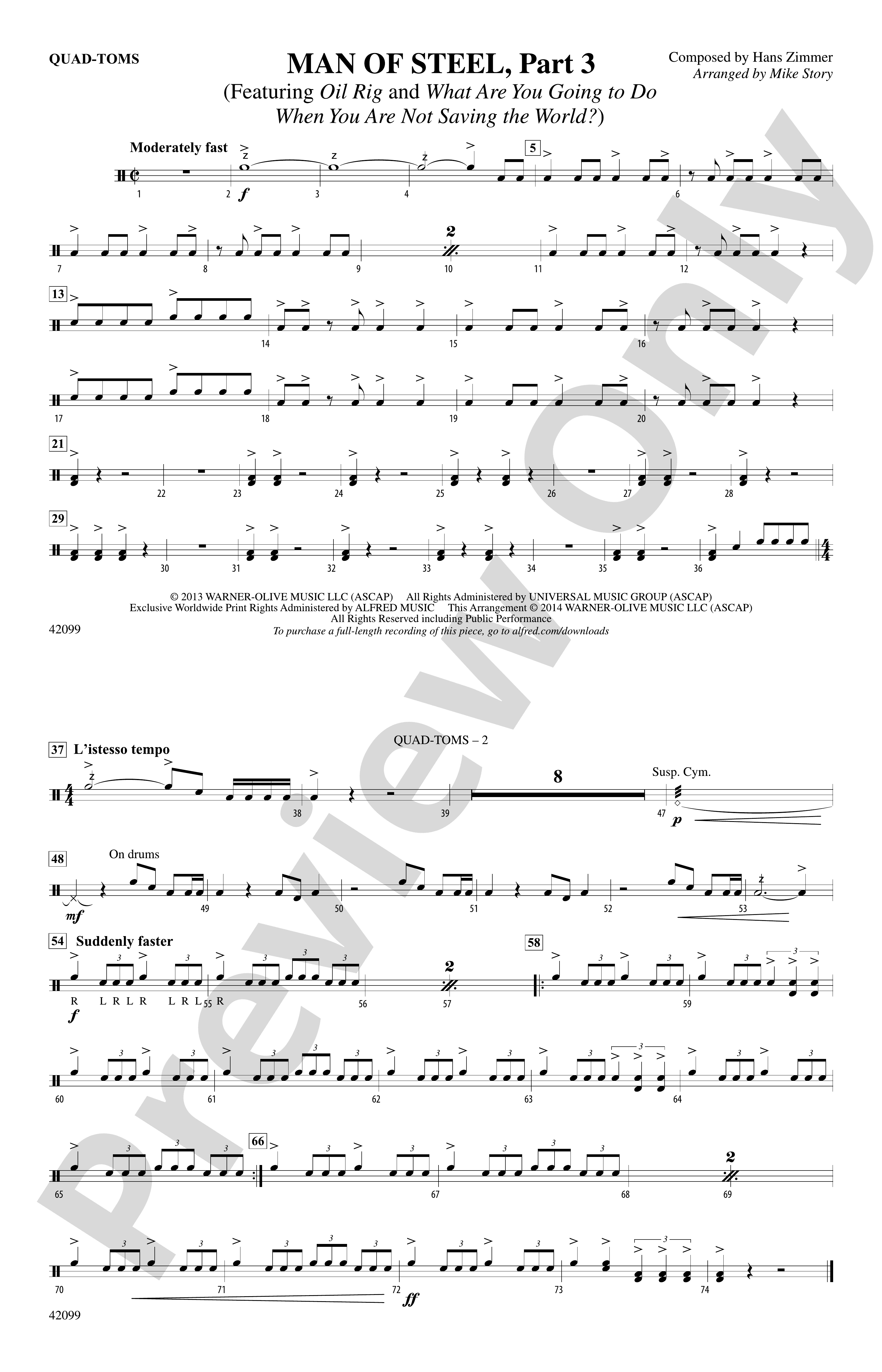 Man of Steel, Part 3: Quad-Toms: Quad-Toms Part - Digital Sheet Music ...