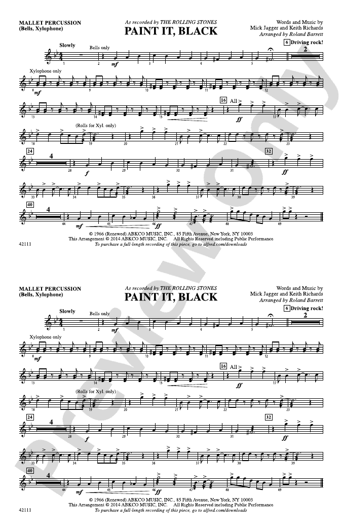 Paint it black mallets mallets part digital sheet music download