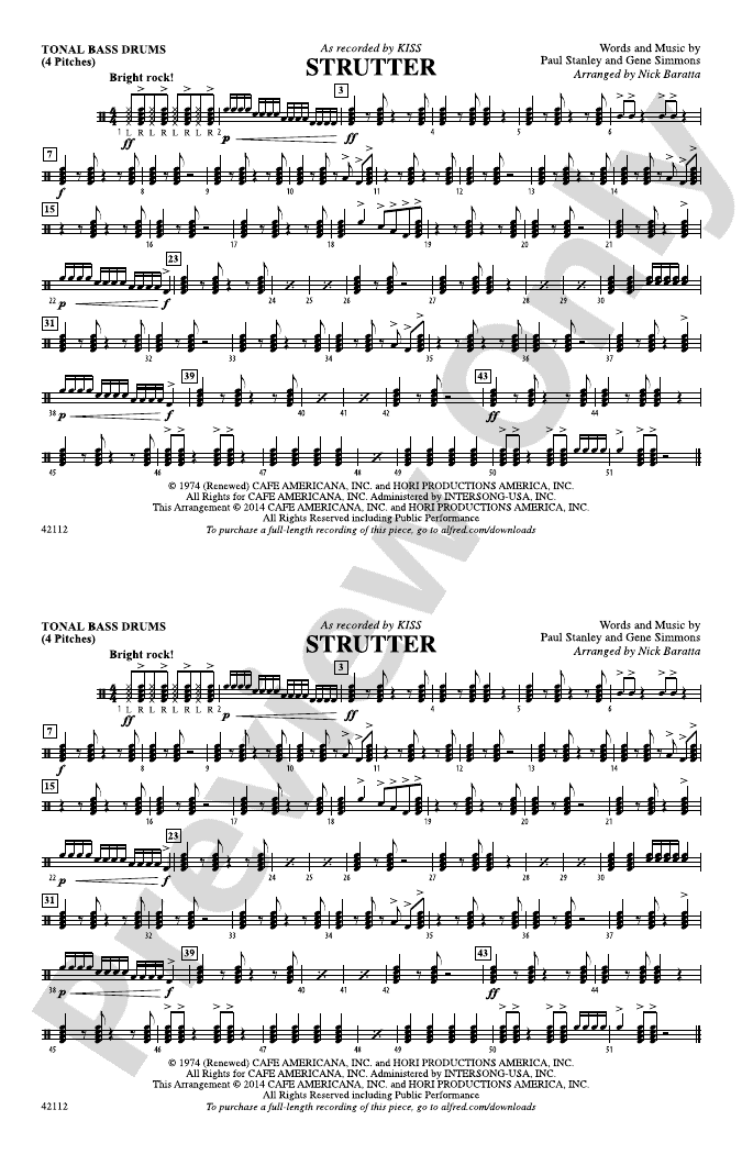 Strutter Tonal Bass Drum Tonal Bass Drum Part Digital Sheet Music