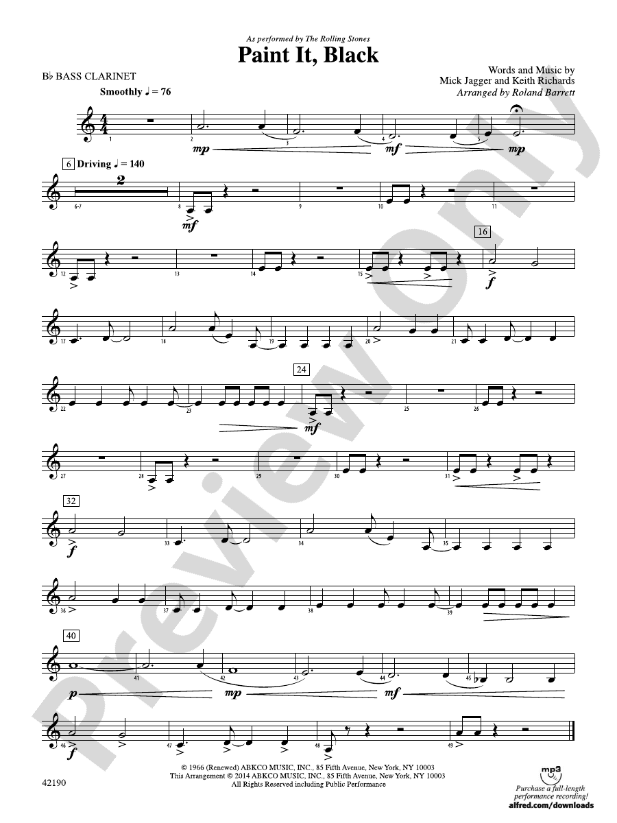 Paint It, Black Bflat Bass Bflat Bass Part