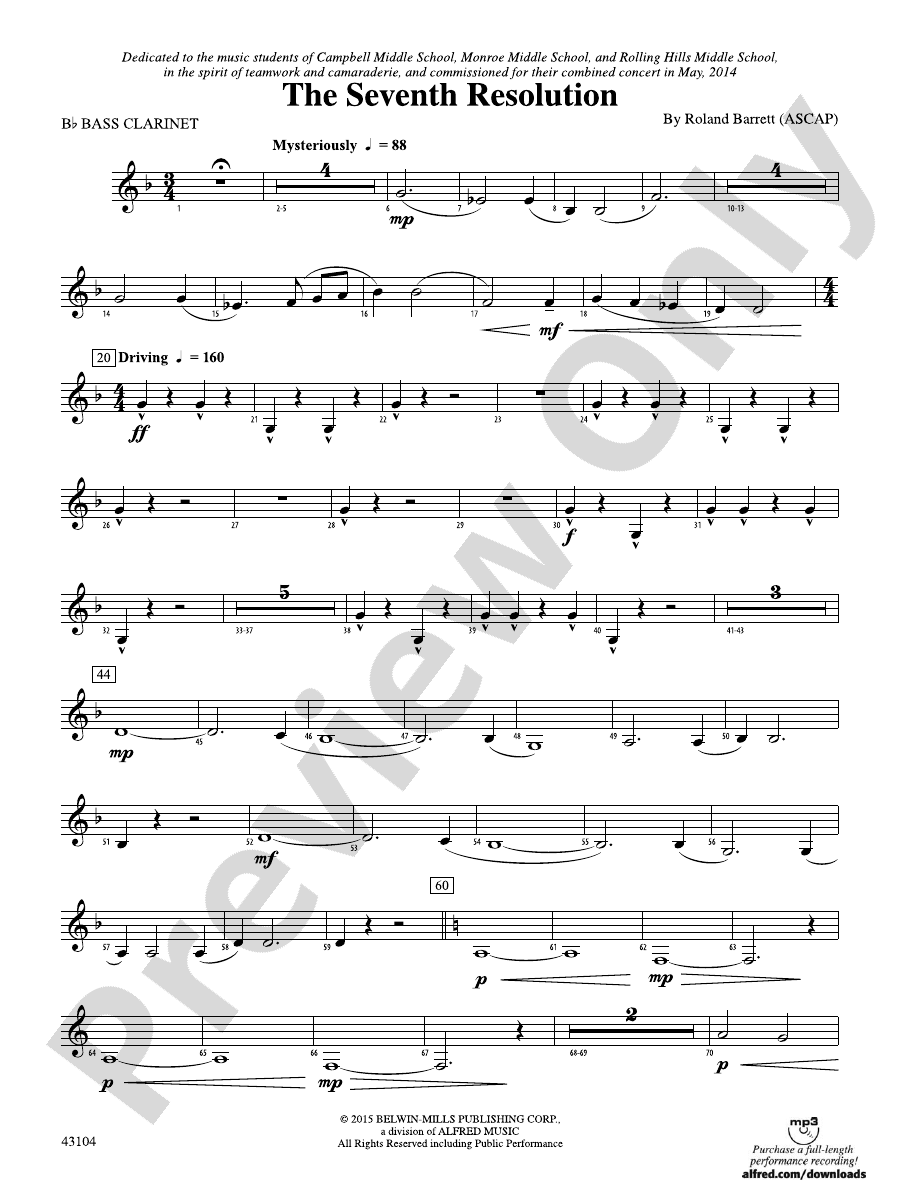 The Seventh Resolution Bflat Bass Bflat Bass Part