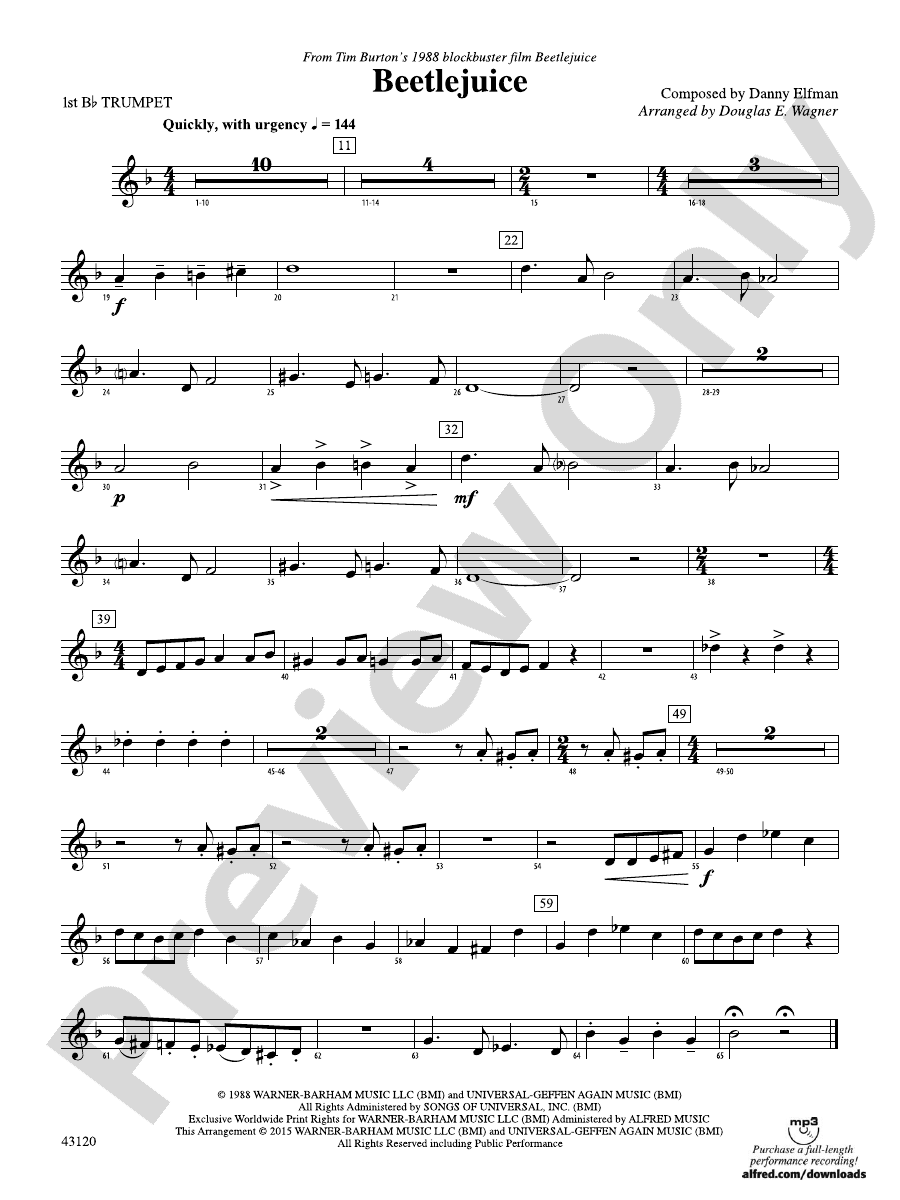 Beetlejuice: 1st B-flat Trumpet: 1st B-flat Trumpet Part - Digital ...