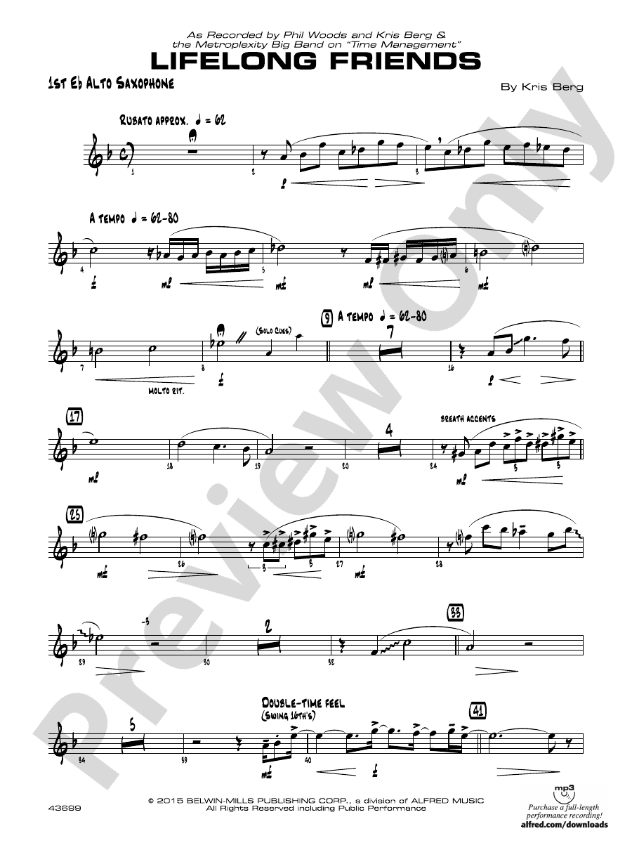 Lifelong Friends Eflat Alto Saxophone Eflat Alto Saxophone Part Digital Sheet Music Download