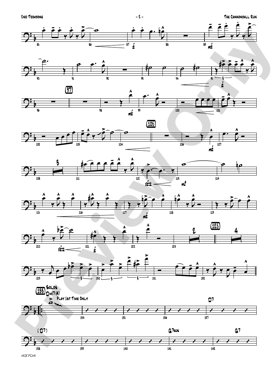 The Cannonball Run 2nd Trombone 2nd Trombone Part Digital Sheet