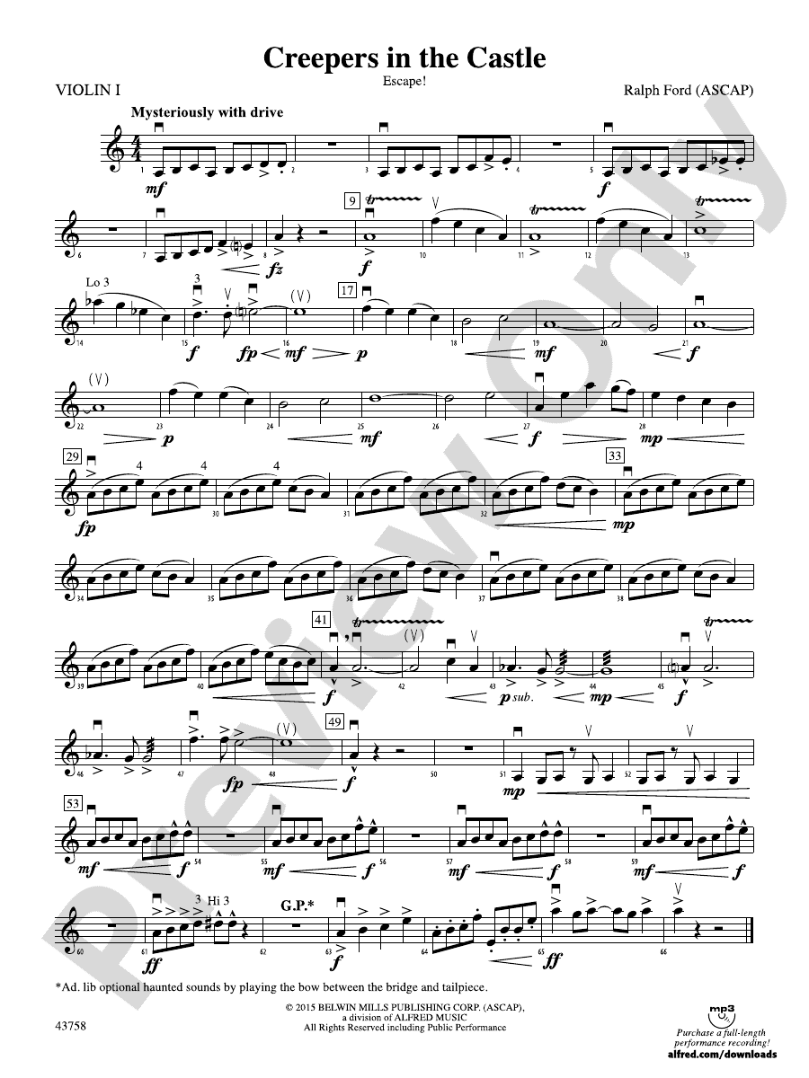 Creepers in the Castle 1st Violin 1st Violin Part Digital Sheet