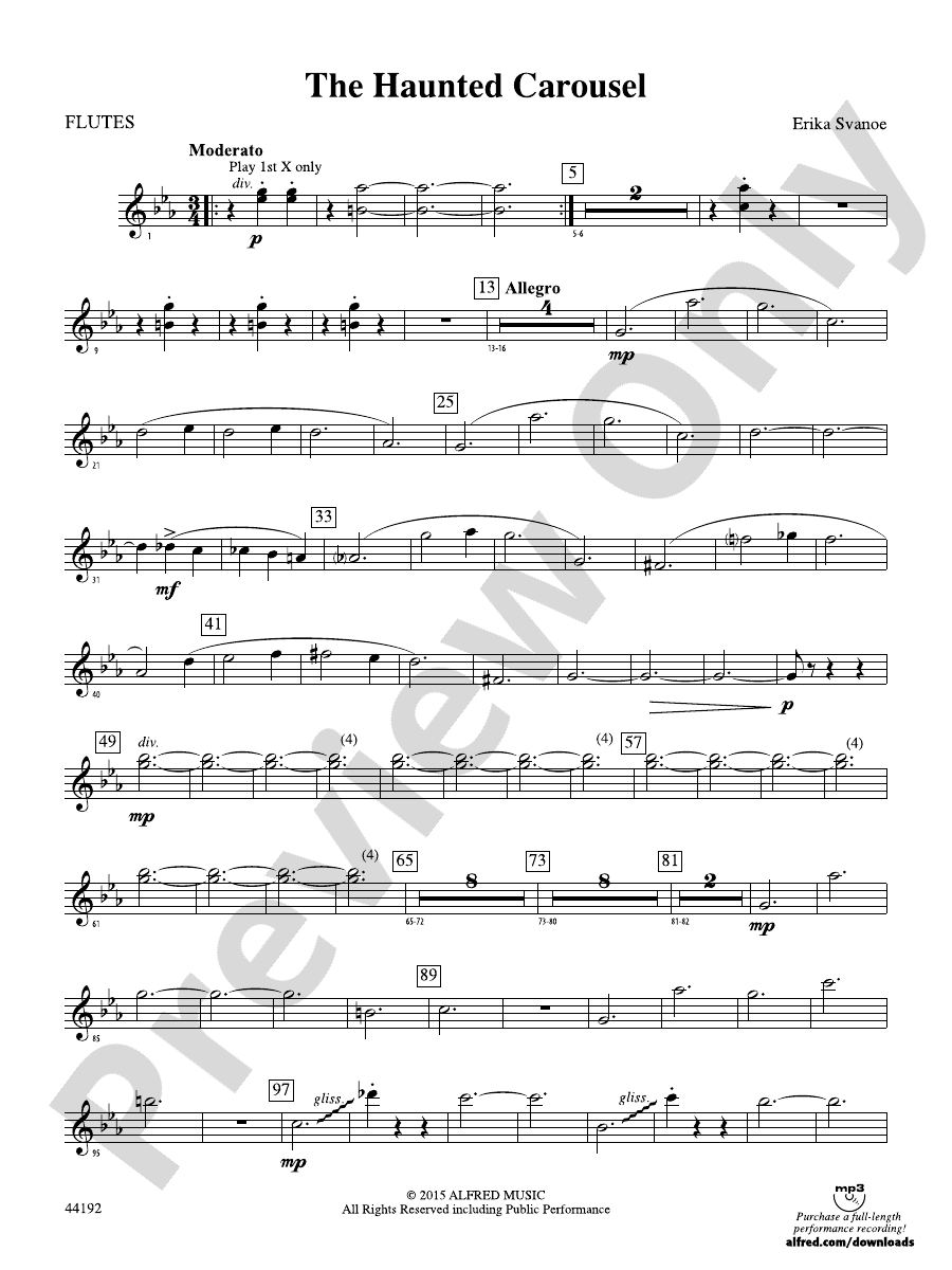 The Haunted Carousel Flute Flute Part Digital Sheet Music Download