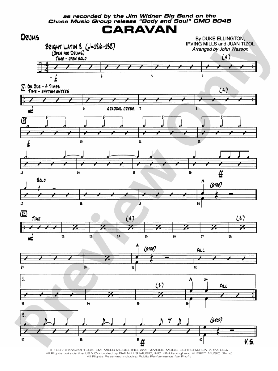 Caravan Drums Drums Part Digital Sheet Music Download