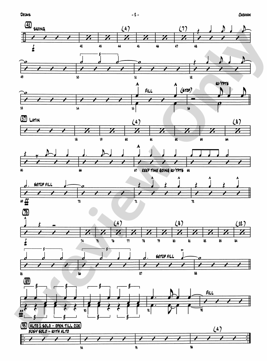 Caravan Drums Drums Part Digital Sheet Music Download