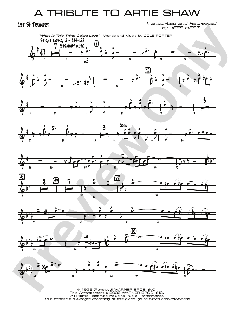 A Tribute to Artie Shaw 1st Bflat Trumpet 1st Bflat Trumpet Part