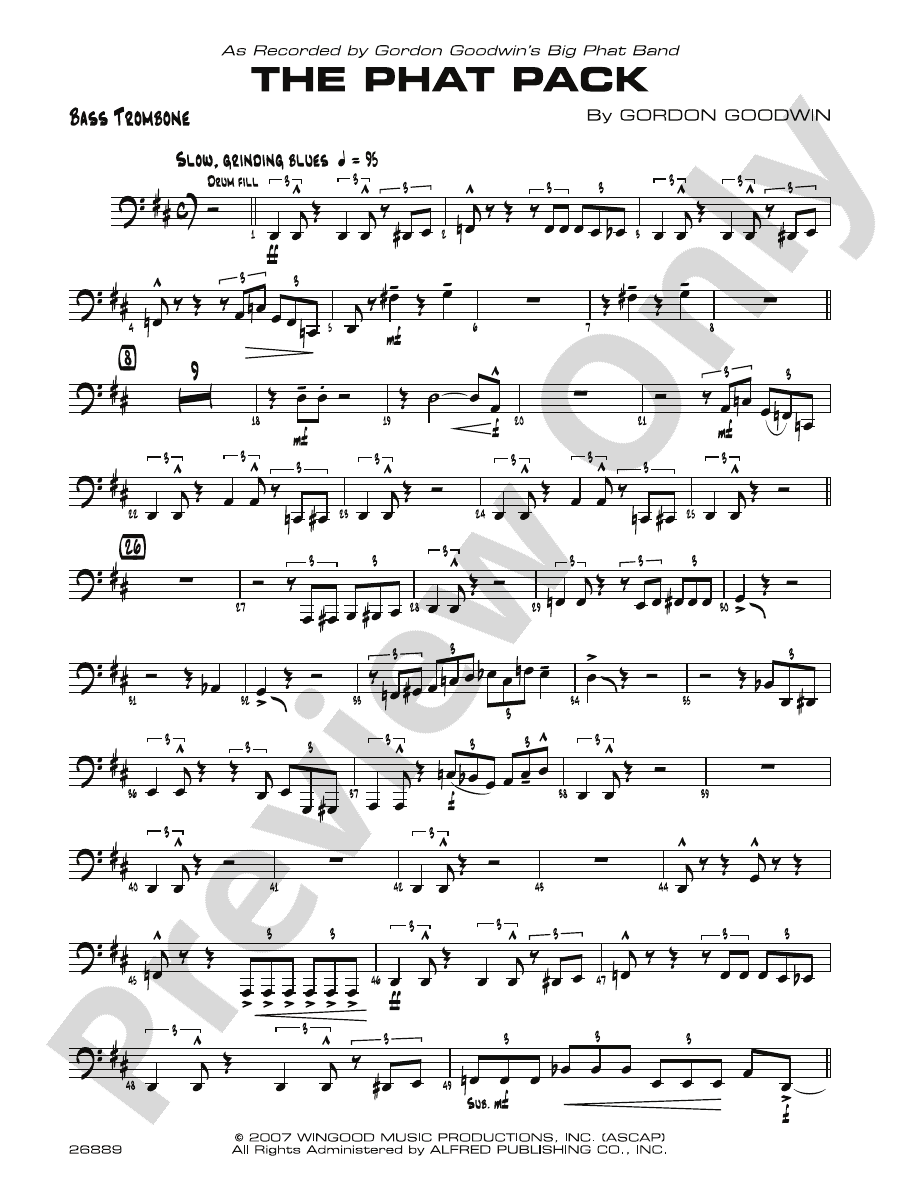 The Phat Pack Bass Trombone Bass Trombone Part Digital Sheet Music