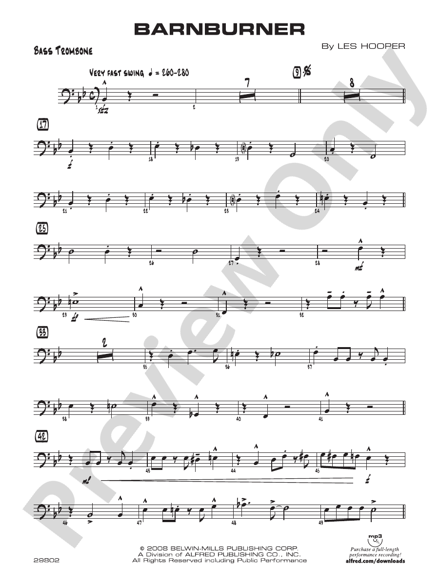 Barnburner Bass Trombone Bass Trombone Part Digital Sheet Music