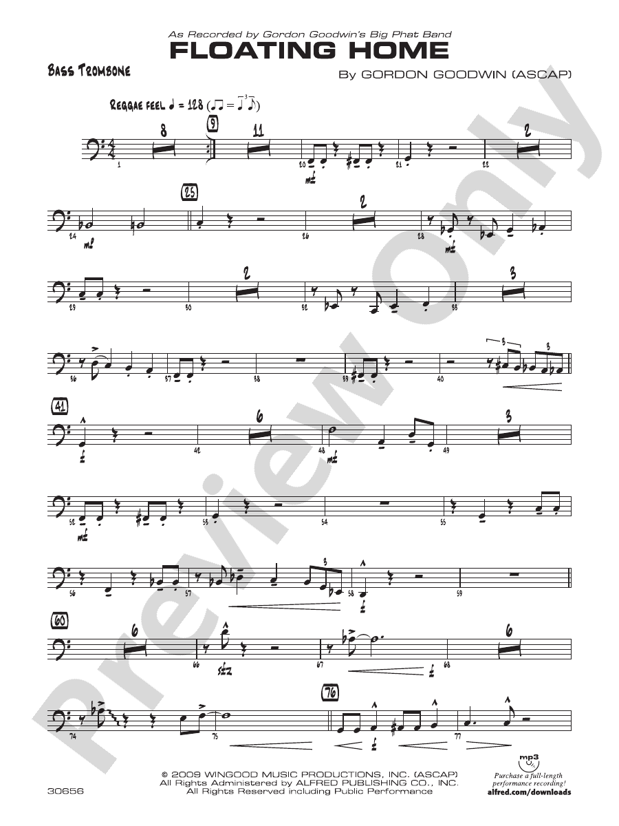 Floating Home Bass Trombone Bass Trombone Part Digital Sheet Music