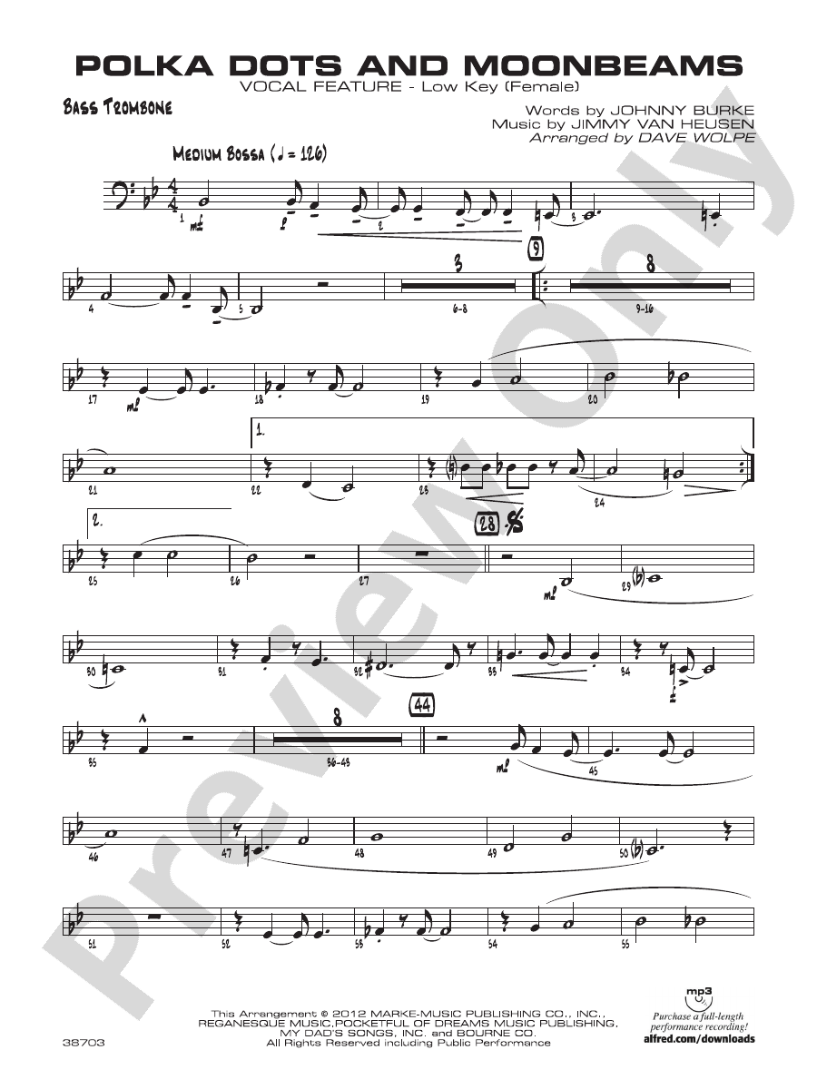 Polkadots and Moonbeams Bass Trombone Bass Trombone Part Digital