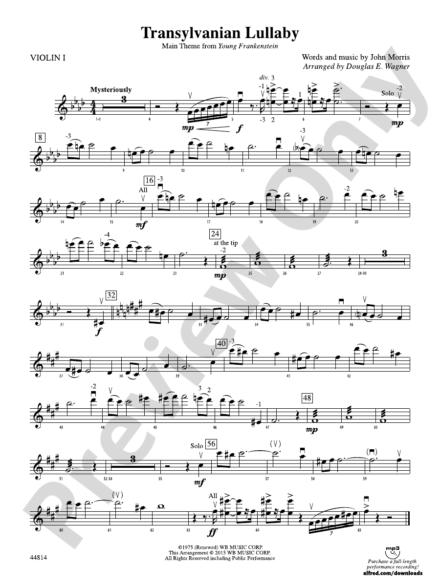 Transylvanian Lullaby 1st Violin 1st Violin Part Digital Sheet Music Download 7758