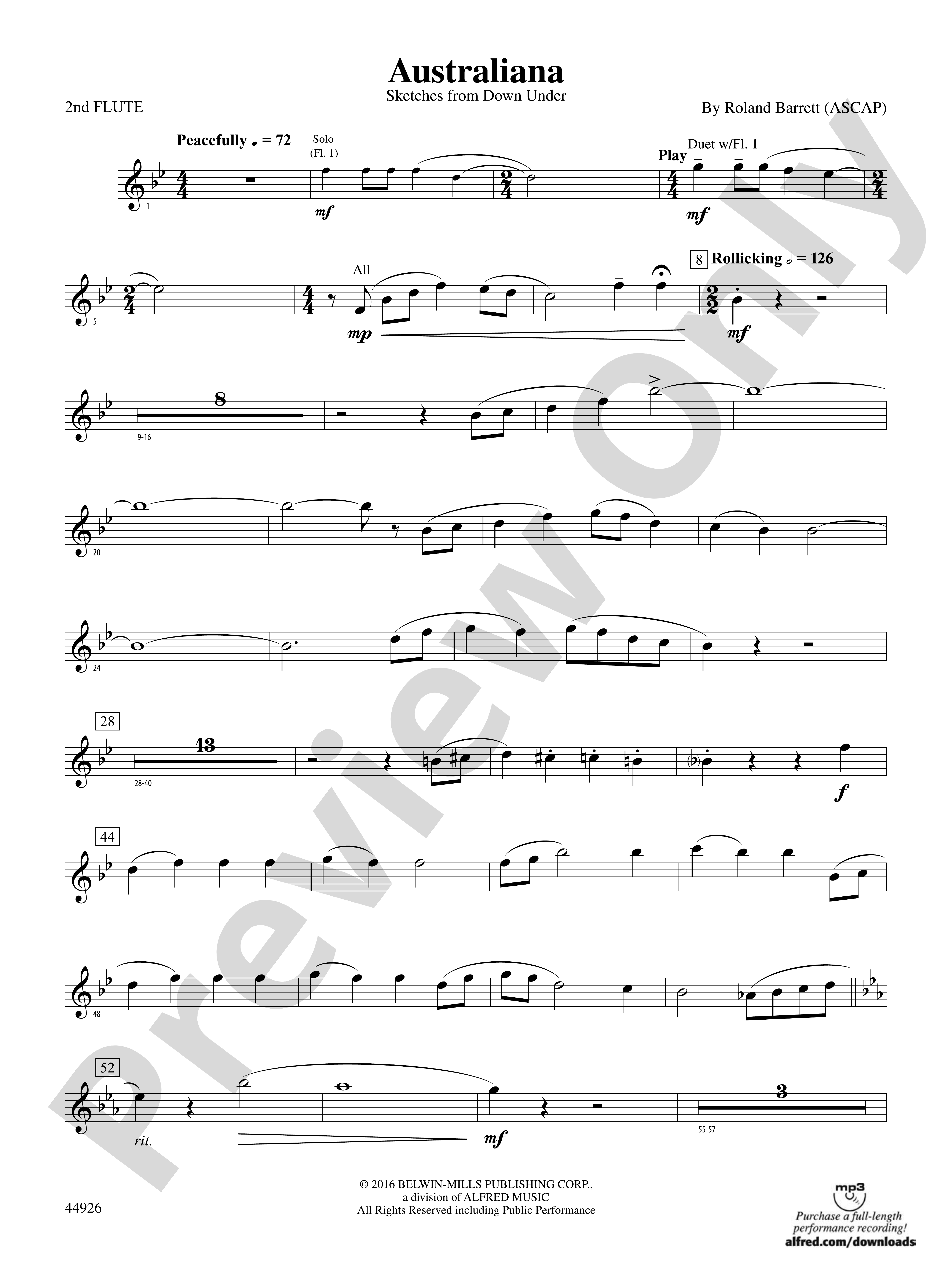 Australiana: 2nd Flute: 2nd Flute Part - Digital Sheet Music Download