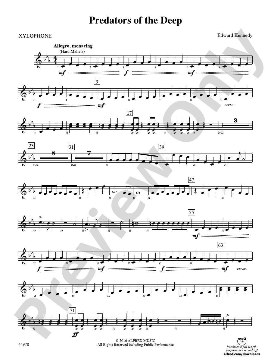 Predators of the Deep Xylophone Xylophone Part Digital Sheet Music