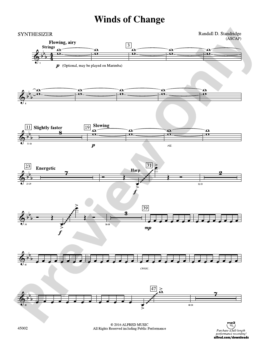 Winds of Change Synthesizer Synthesizer Part Digital Sheet Music