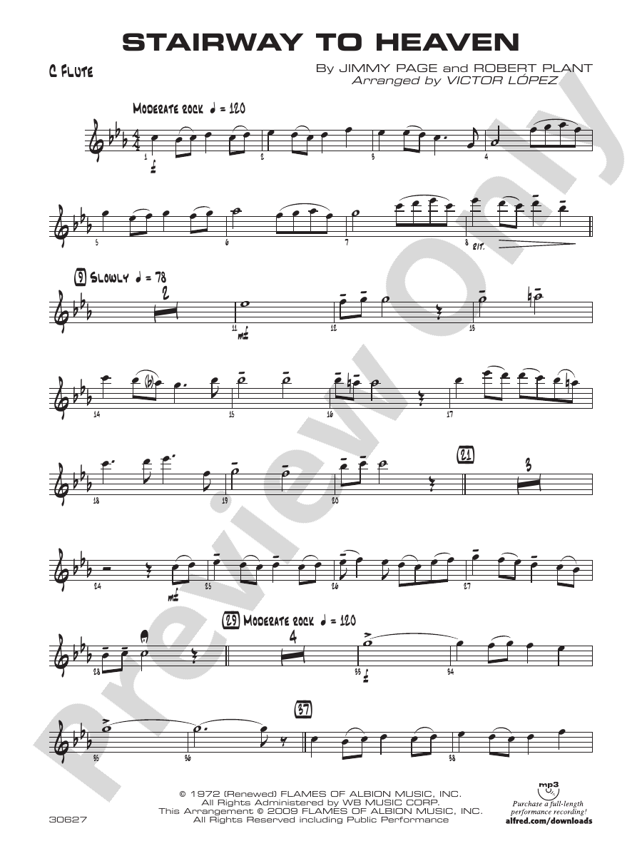Stairway to Heaven Flute Flute Part Digital Sheet Music Download