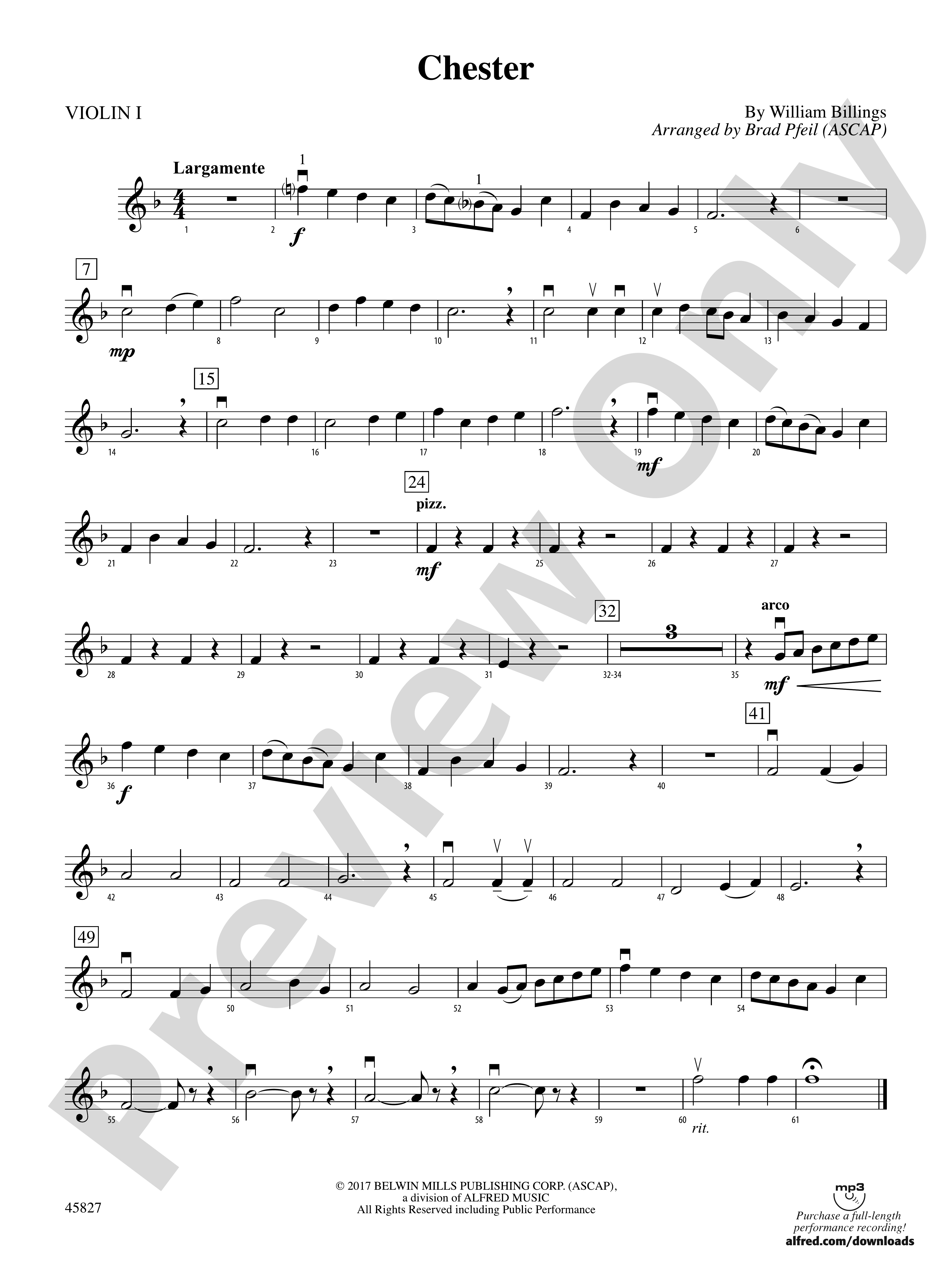 Chester 1st Violin 1st Violin Part Digital Sheet Music Download 