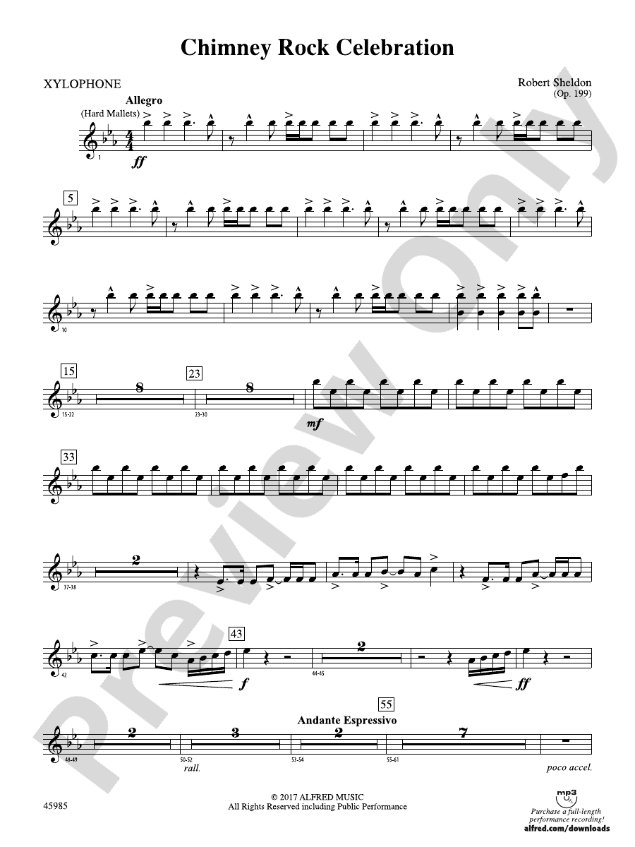 Chimney Rock Celebration Xylophone Xylophone Part Digital Sheet