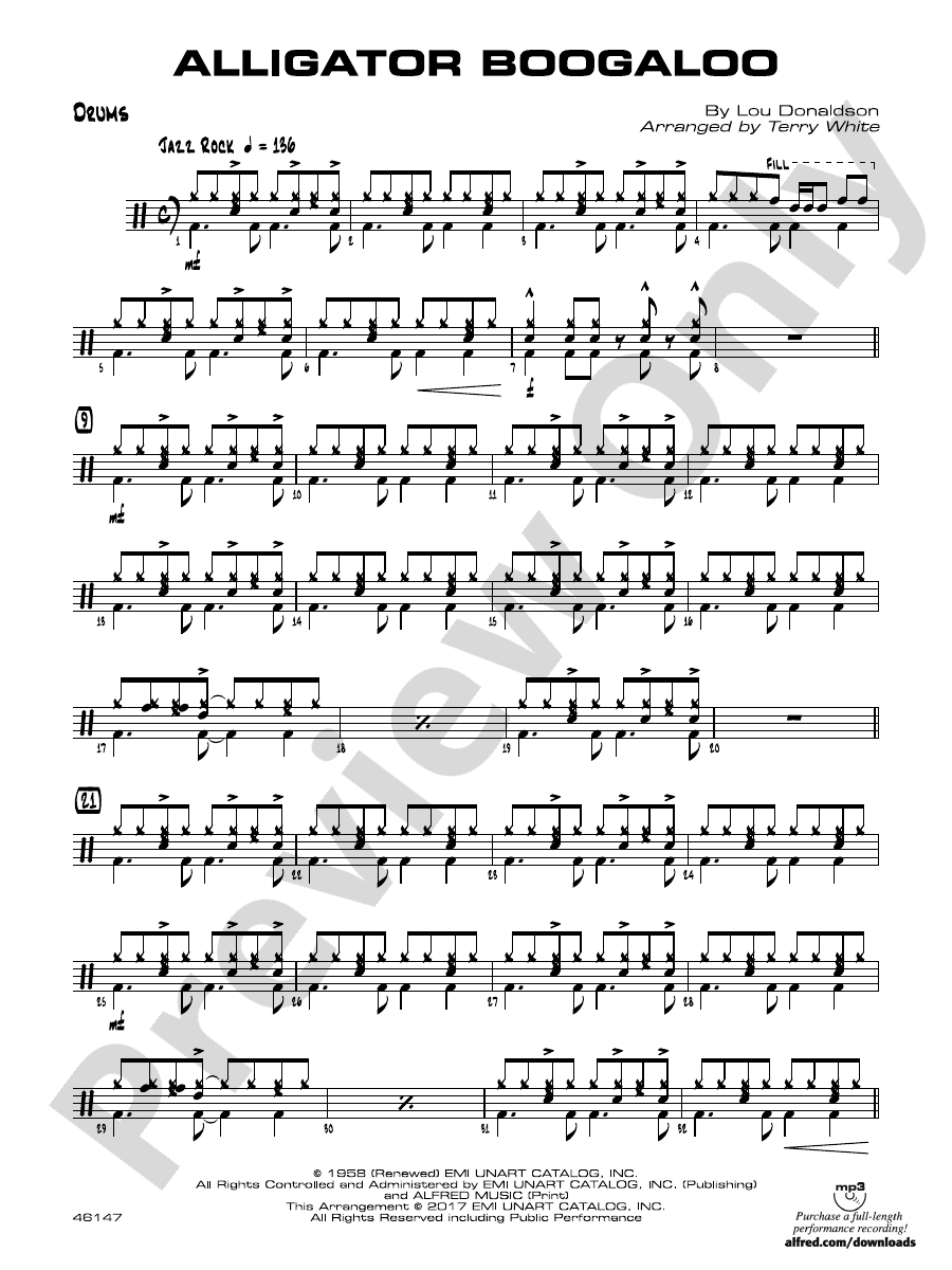 Alligator Boogaloo Drums Drums Part Digital Sheet Music Download