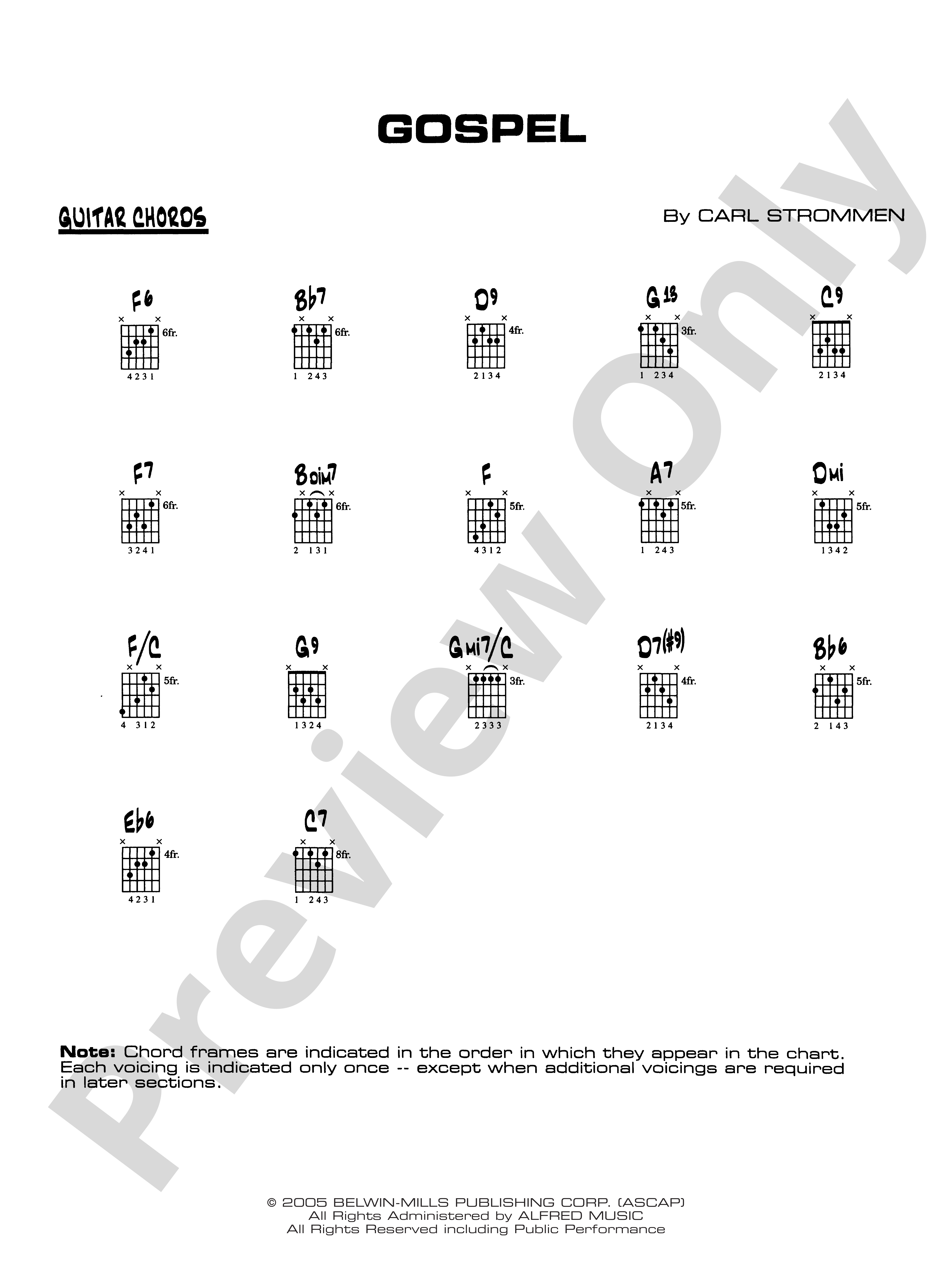 Gospel: Guitar Chords: Guitar Chords Part - Digital Sheet Music Download