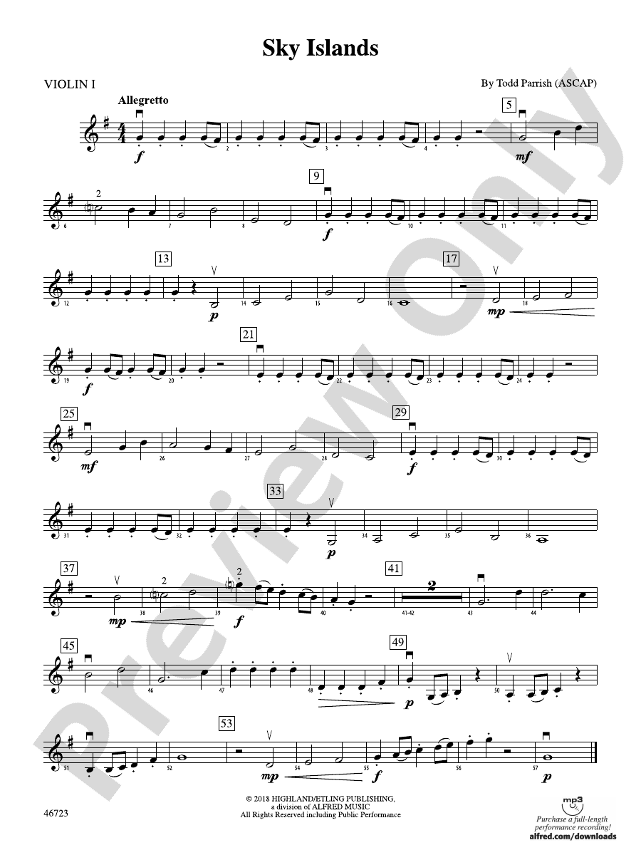 Sky Islands 1st Violin 1st Violin Part Digital Sheet Music Download 6060