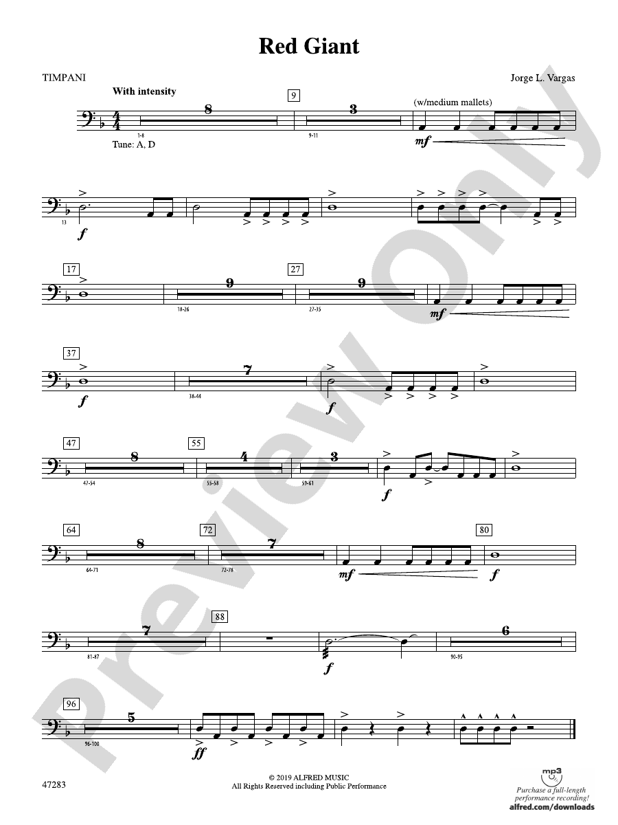 Red Giant Timpani Timpani Part Digital Sheet Music Download