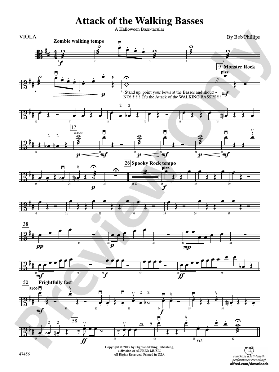 Attack of the Walking Basses Viola Viola Part Digital Sheet Music