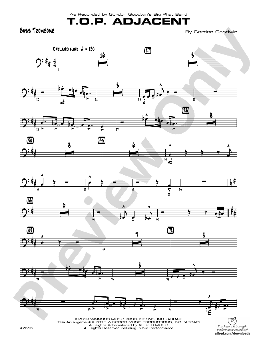 T.O.P. Adjacent Bass Trombone Bass Trombone Part Digital Sheet
