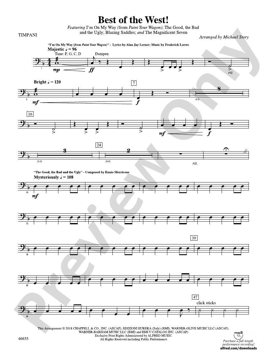 Best of the West! Timpani Timpani Part Digital Sheet Music Download