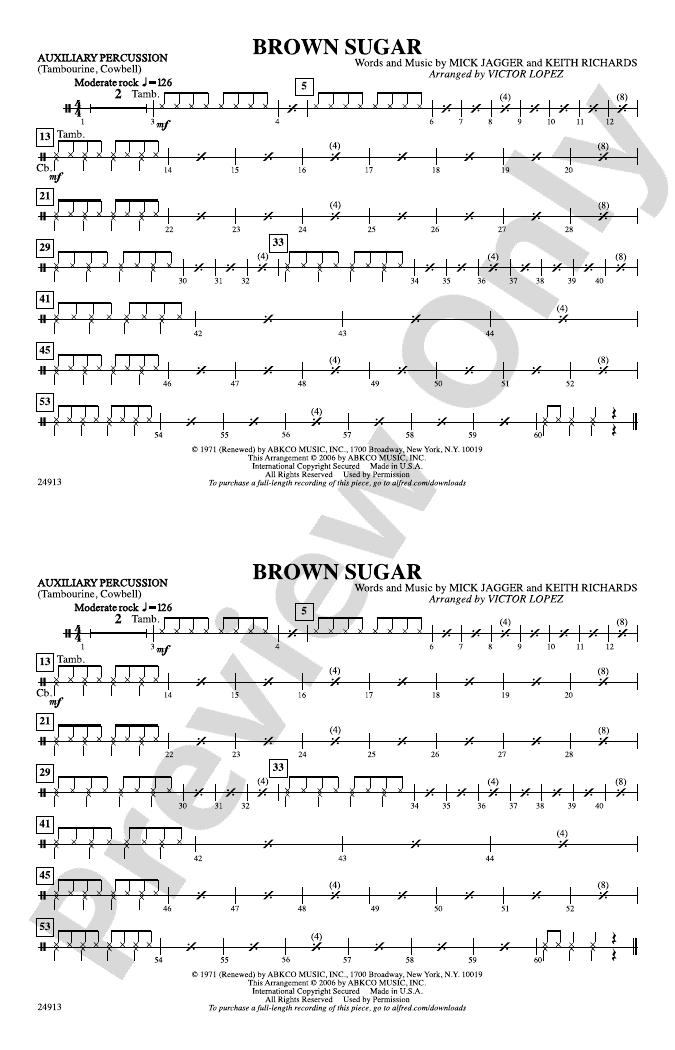 Brown sugar auxiliary percussion auxiliary percussion part digital