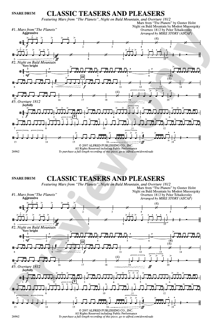 Classic Teasers and Pleasers: Snare Drum: Snare Drum Part - Digital ...