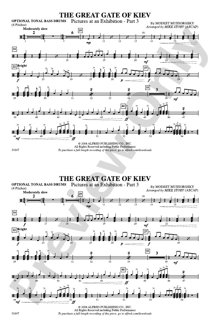 The Great Gate of Kiev Tonal Bass Drum Tonal Bass Drum Part Digital
