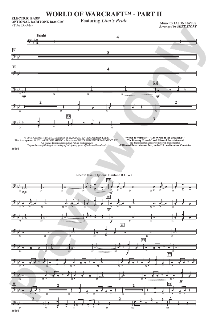 World of Warcraft, Part II Electric Bass Electric Bass Part Digital