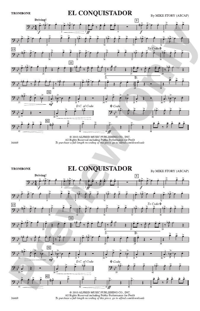 El Conquistador: 1st Trombone: 1st Trombone Part - Digital Sheet Music ...