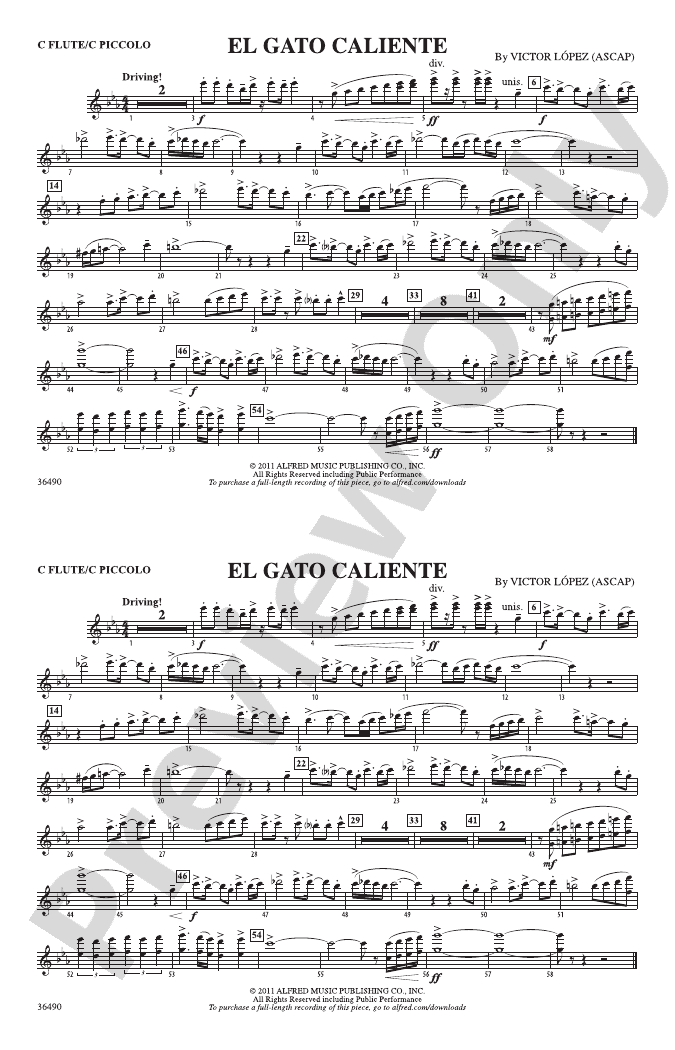 El Gato Caliente Flute Flute Part Digital Sheet Music Download