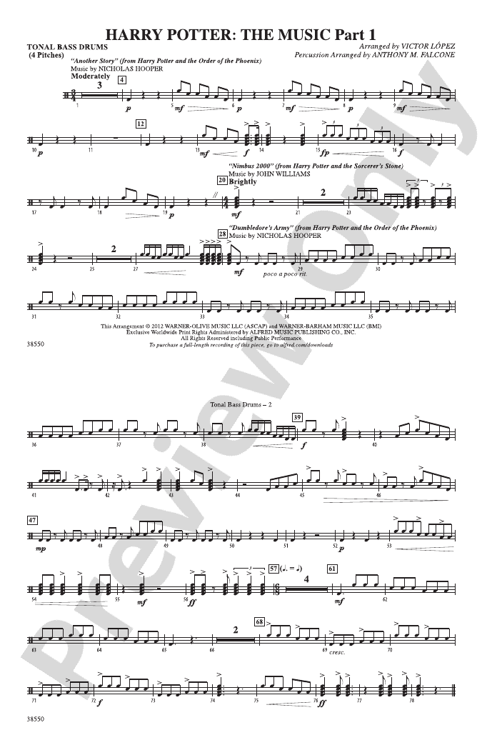 Harry Potter: The Music, Part 1: Tonal Bass Drum: Tonal Bass Drum Part ...