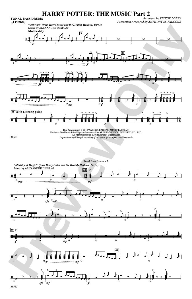 Harry Potter: The Music, Part 2: Tonal Bass Drum: Tonal Bass Drum Part ...