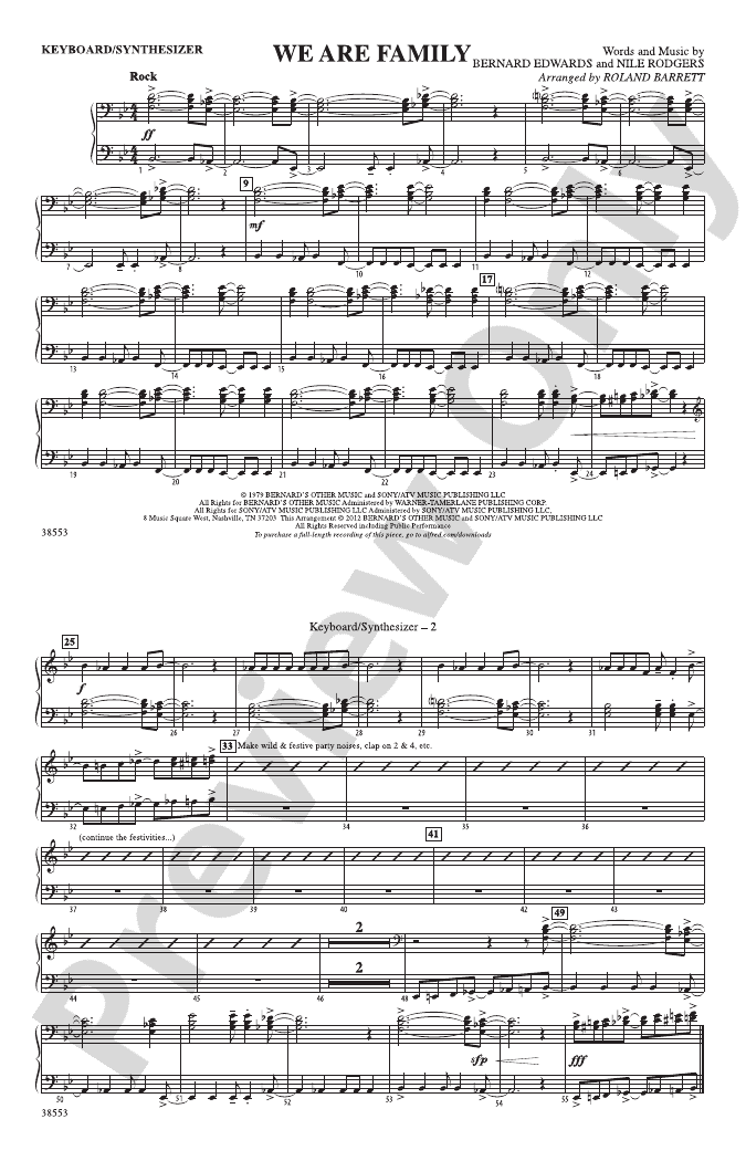 We Are Family Keyboard/Synthesizer Keyboard/Synthesizer Part